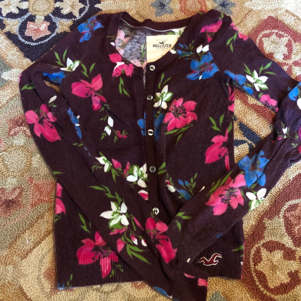 3 for $21. Hollister Floral Cardigan Small